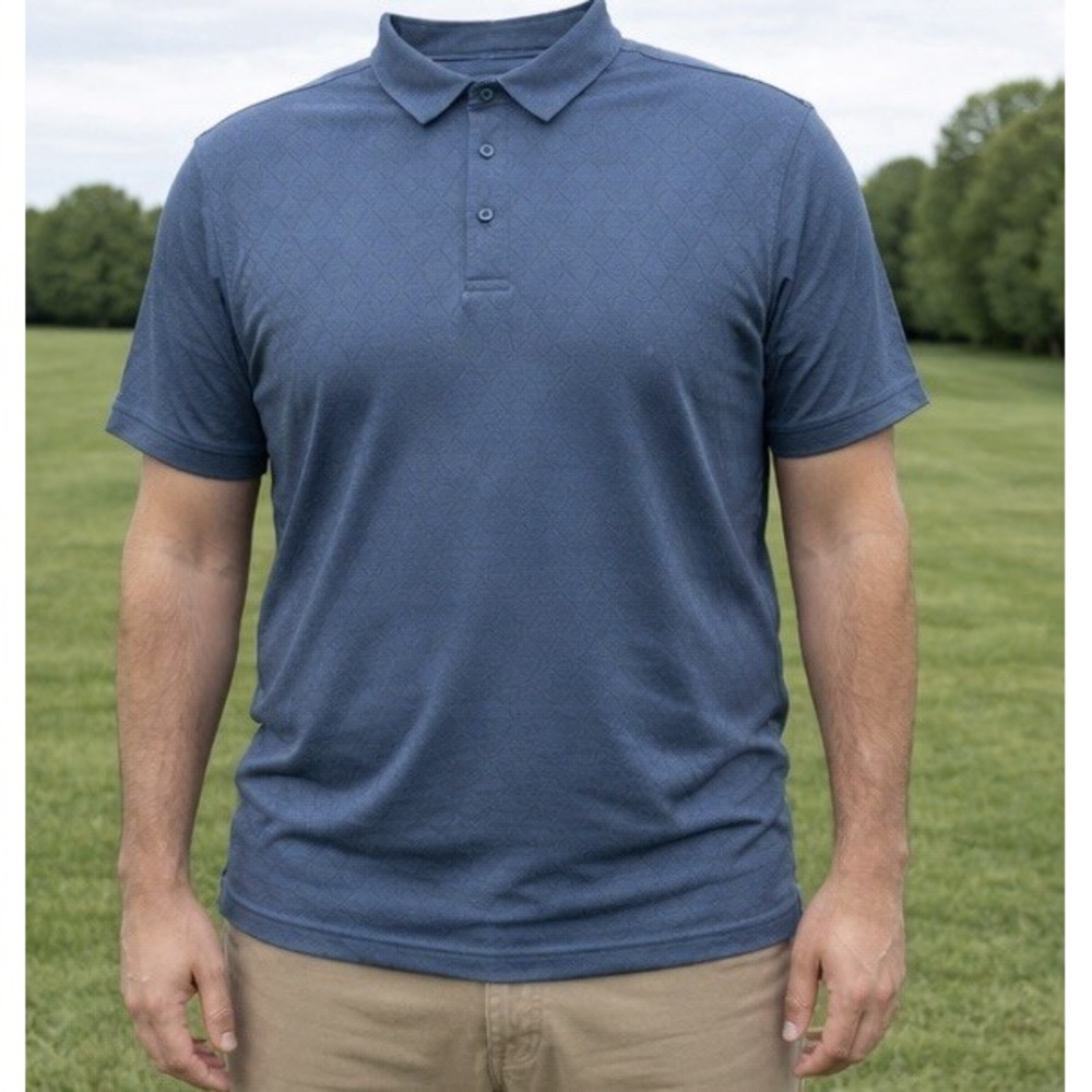 New Modern Ambition Golf Polo Shirt Mens XL Blue Diamond Pattern Technical